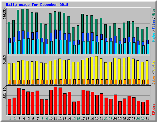 Daily usage for December 2018