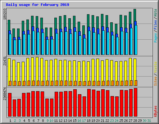 Daily usage for February 2019